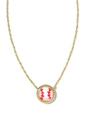Kendra Scott Baseball Gold Short Pendant Necklace in Ivory Mother-of-Pearl